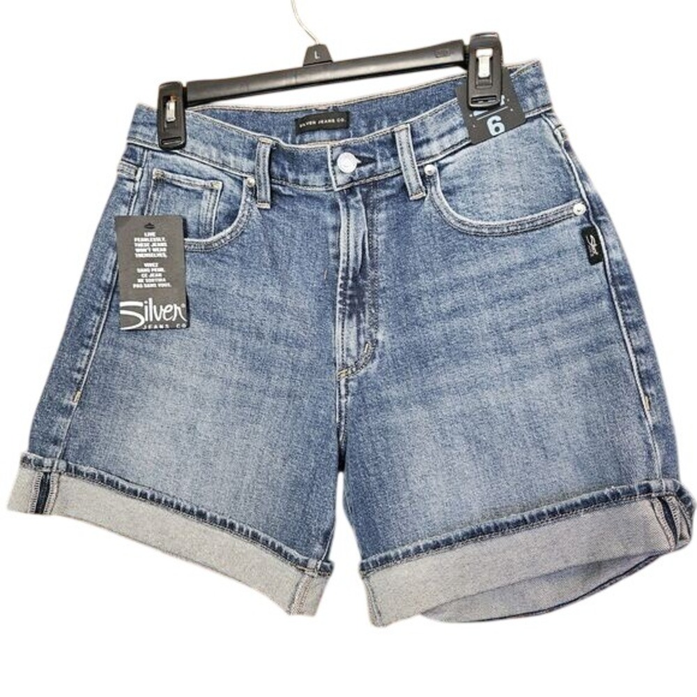 Silver Jeans Co. Be Easy High Rise Relaxed Blue Denim Shorts Size 24 W24